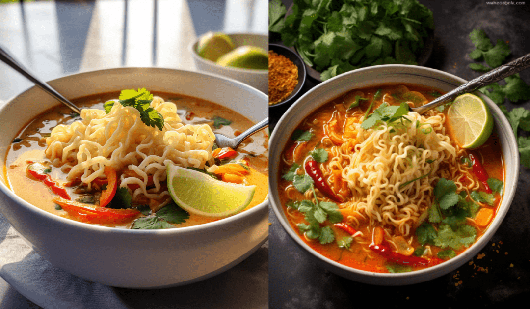 AI-generated red curry noodle soup