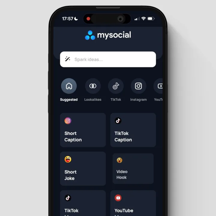 MySocial's AI Content Studio generating platform-specific content templates